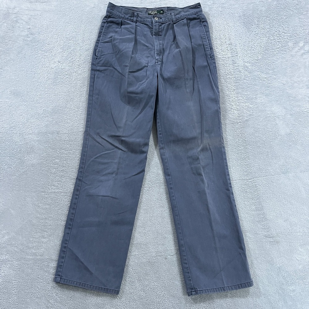 Polo Ralph Lauren Chino Pants Womens 20 Blue Pleated Slash Pocket Straight Leg